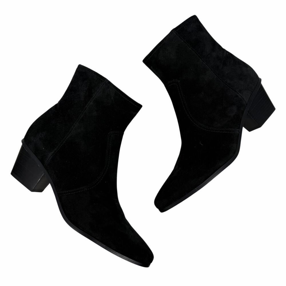 Veronica Beard Ames Suede Block Heel Ankle Boots Black Size 8M - Picture 6 of 13